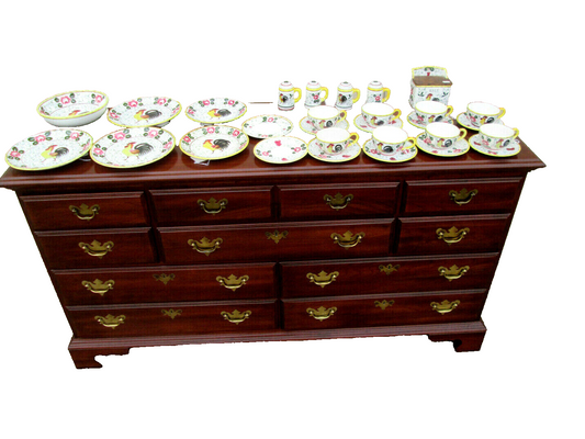 COLSW:  ROOSTER & ROSES PY  29 pieces Plates Bowls Salt Box Cup + Saucers