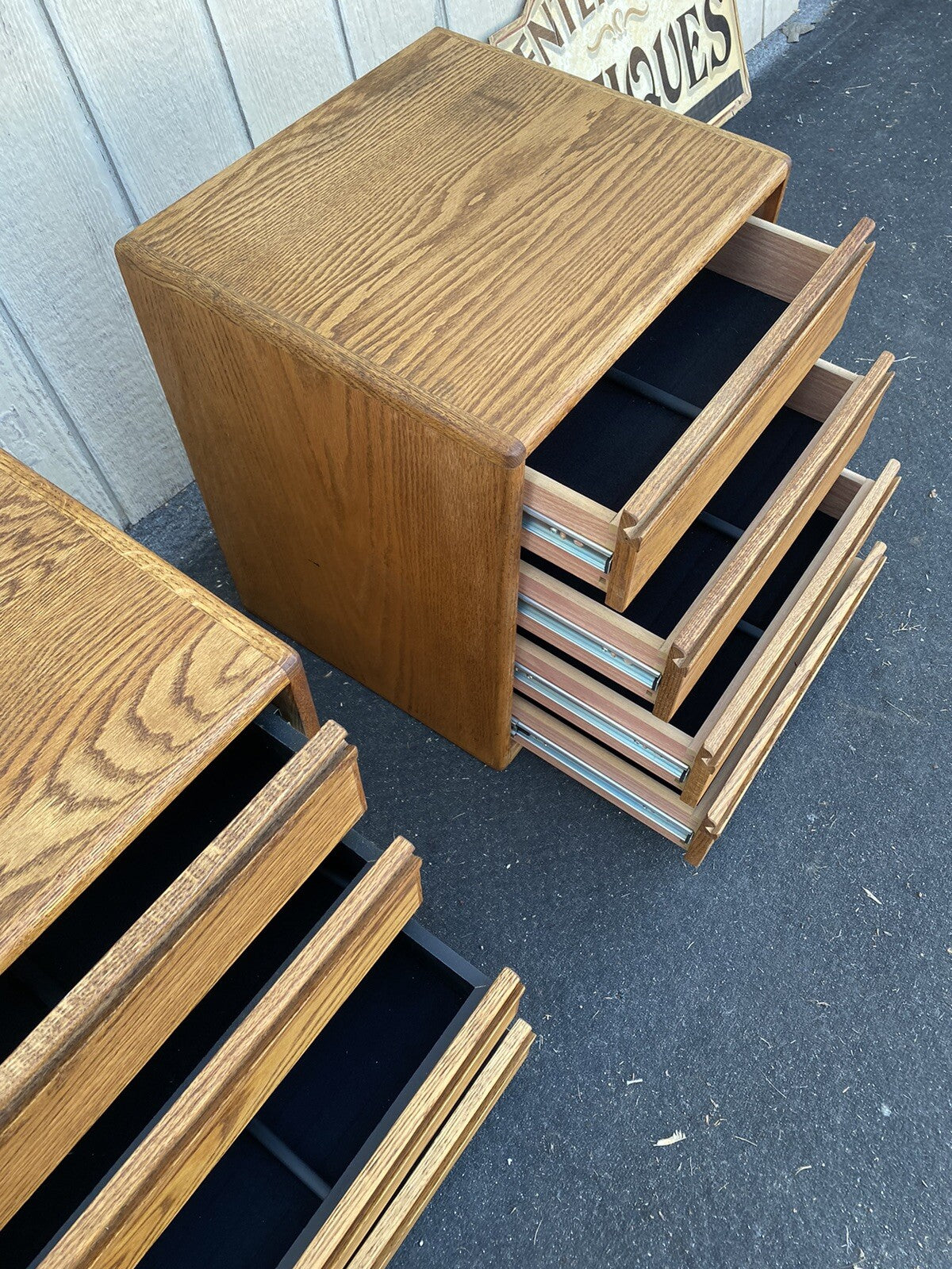 66261   PAIR   Oak 4 Drawer File Cabinets