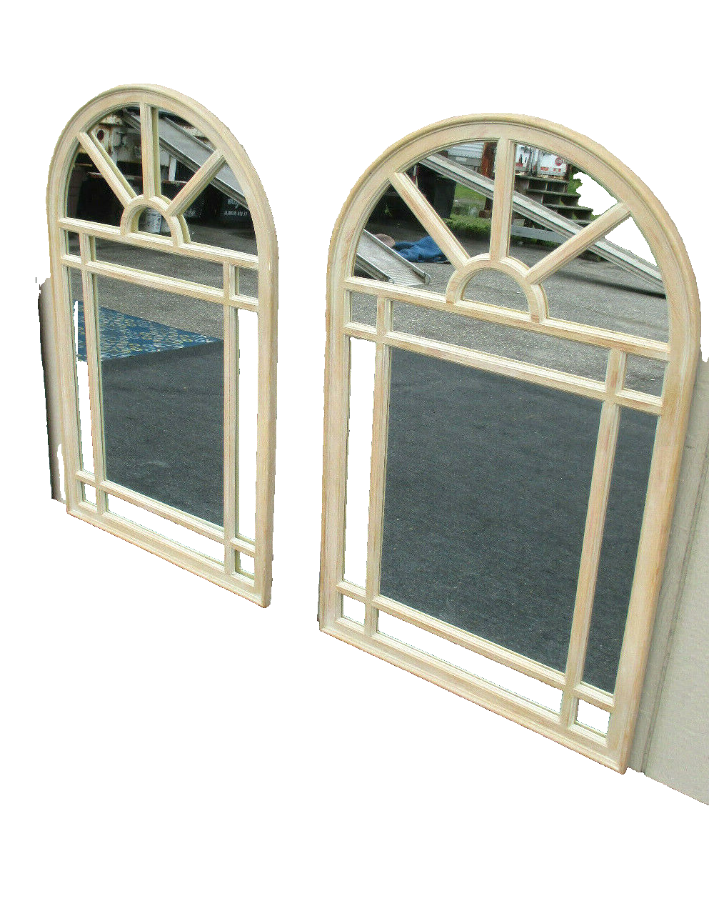 63222 Pair Decorator Modern White Wash Finish Mirrors