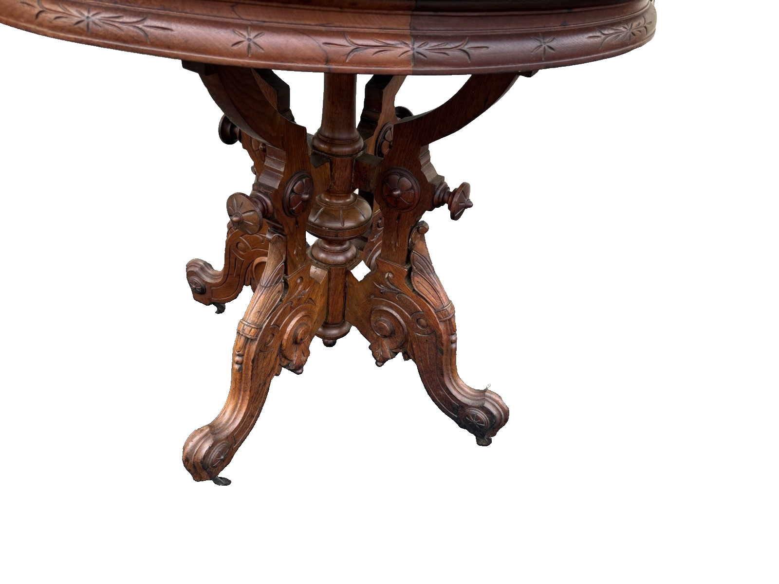66664   Super Quality Hand Carved Marble Top Walnut Lamp Table Stand