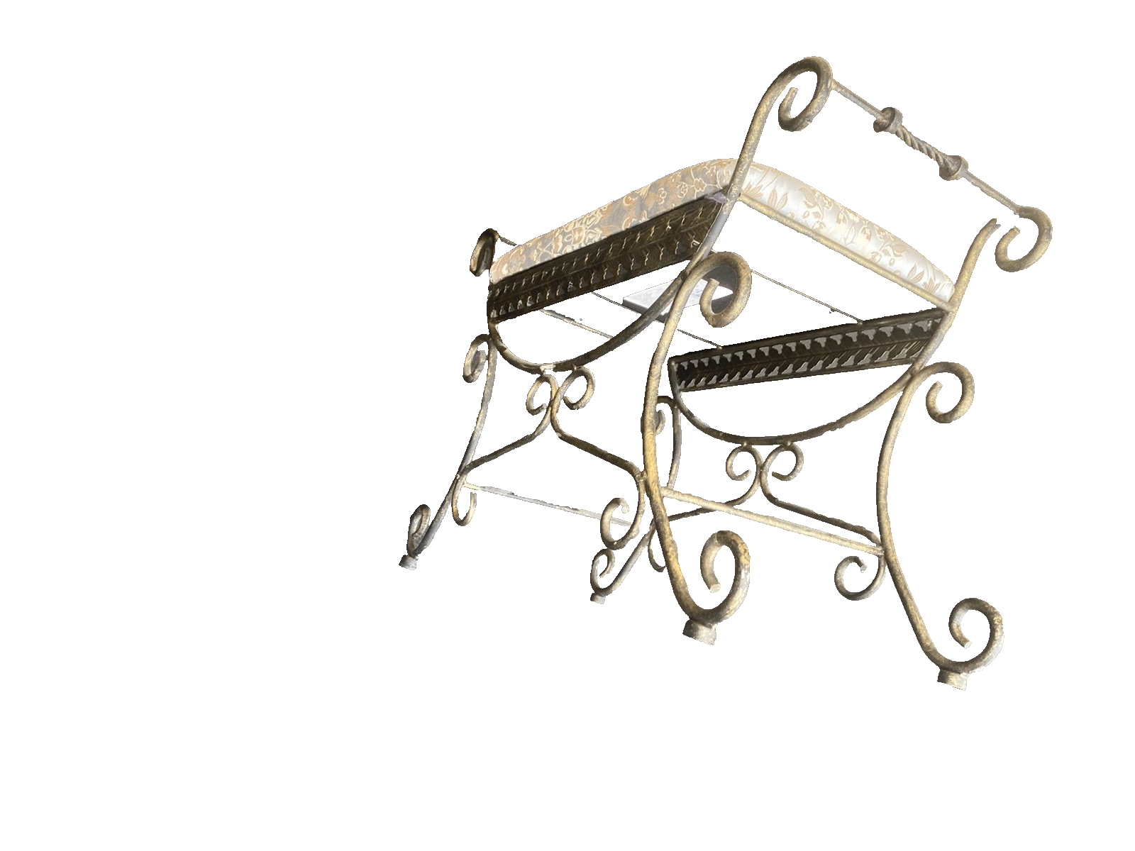 66353   Quality Fancy Iron Vanity Bench Stool Ottoman
