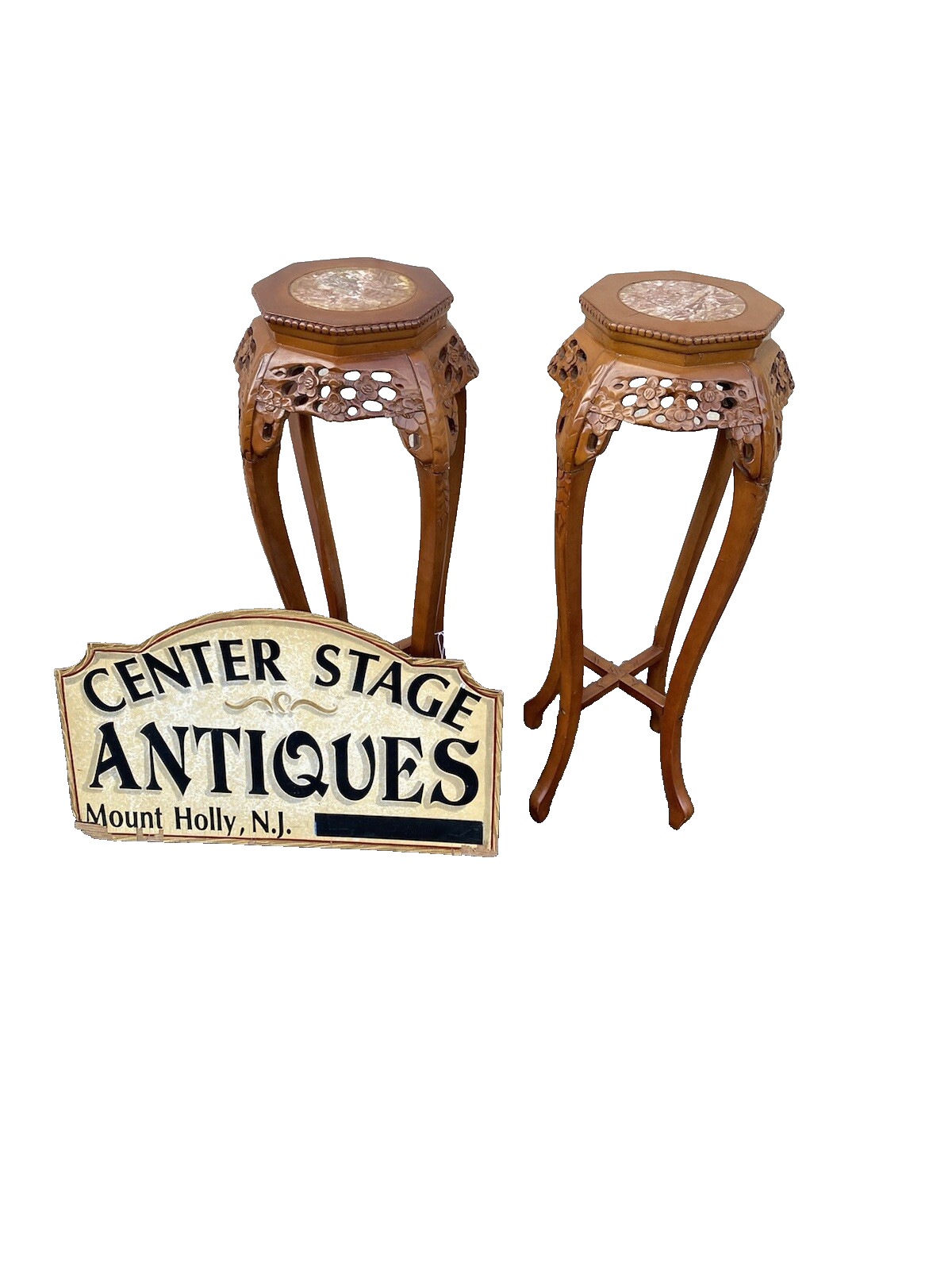 65413 PAIR Oriental Plant Pedastal Stand s Table s