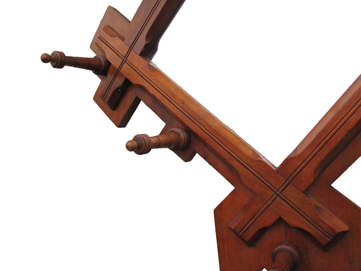 64076   Antique Victorian Walnut Hall Mirror Hat Rack Hall Mirror Umbrella Stand