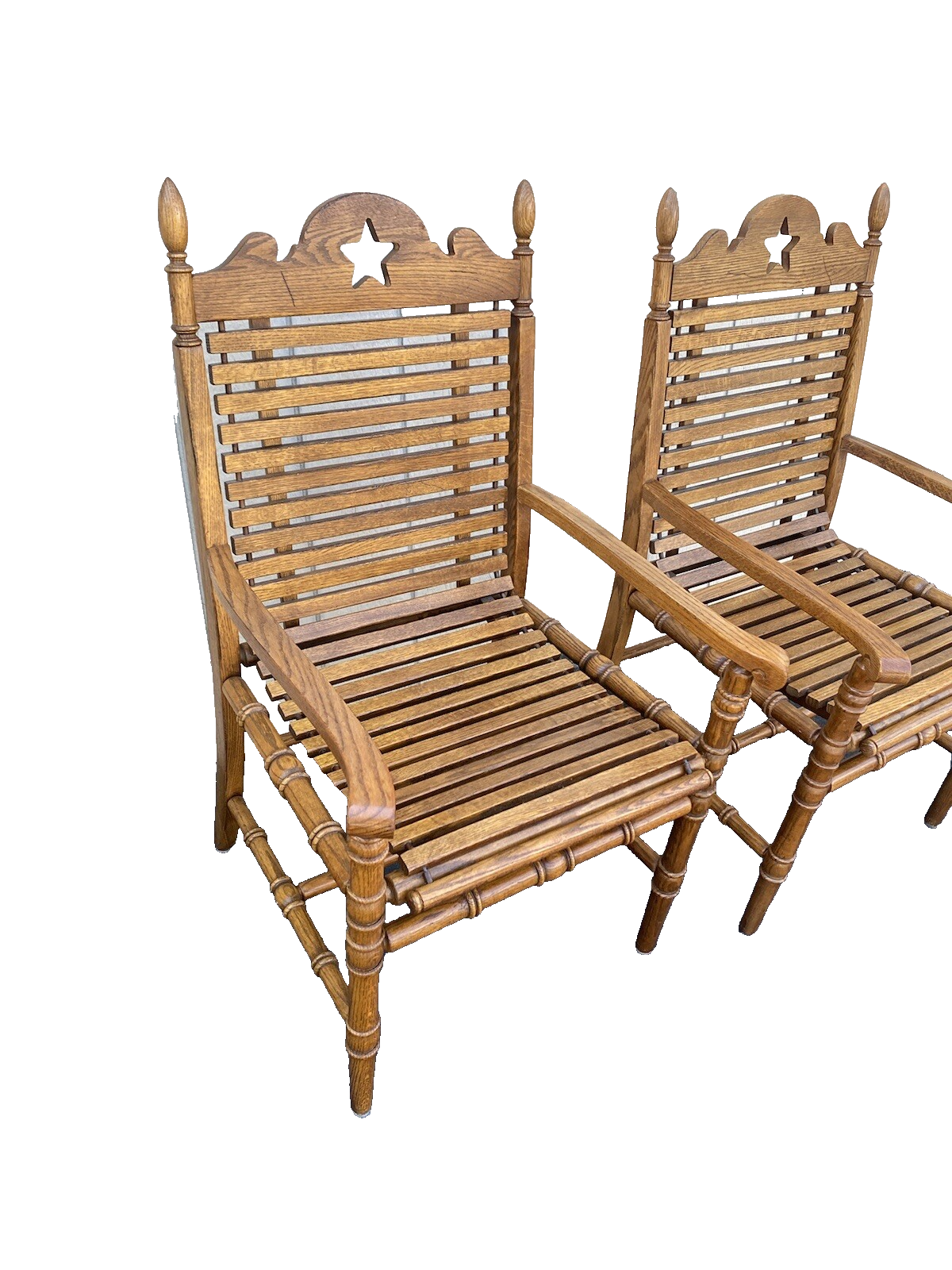 65524 Pair Oak Slate seat Chairs Chair s Armchairs