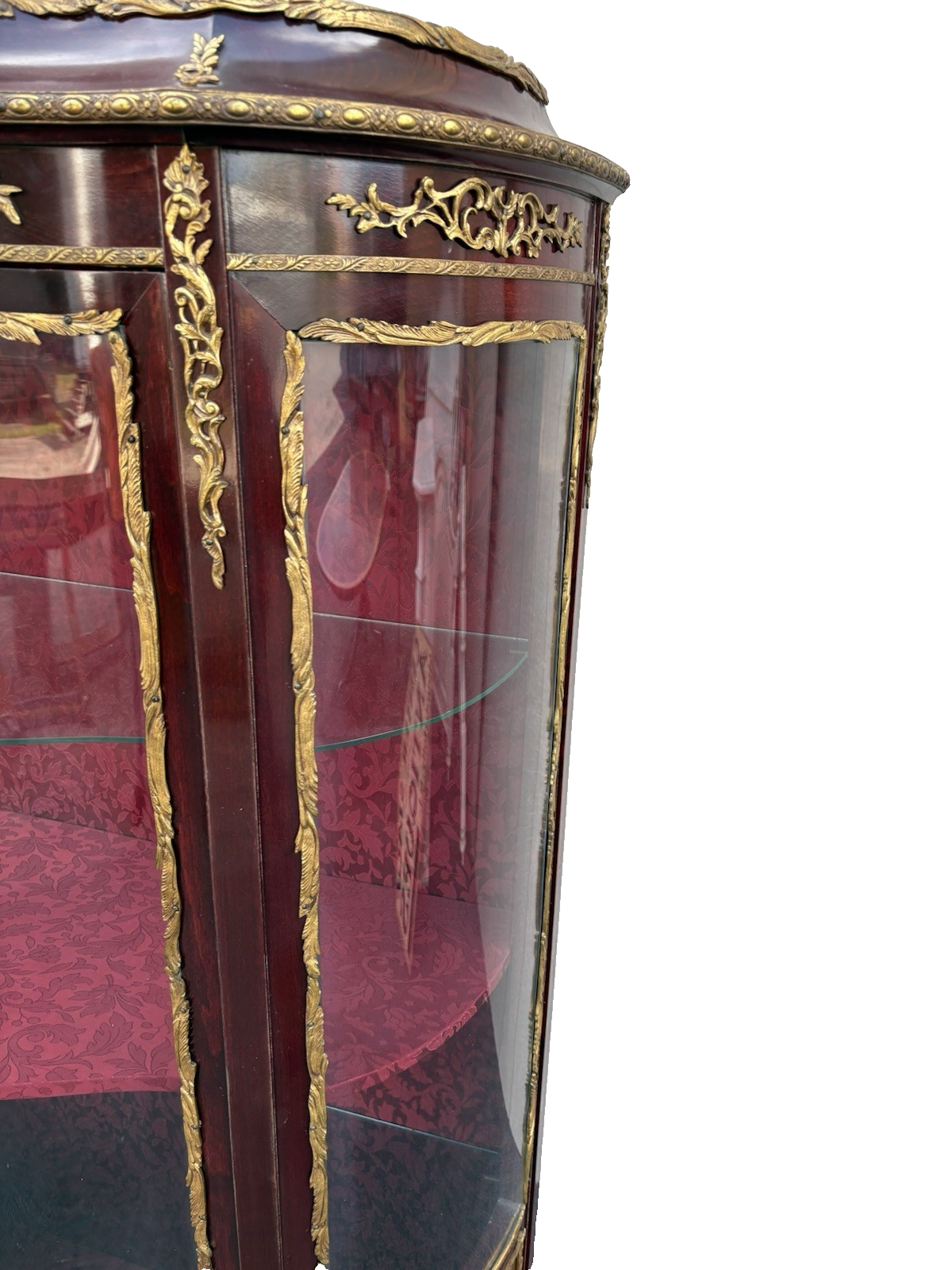 67000 Louis XV Bow Glass Curio China Cabinet with Bronze Ormalu