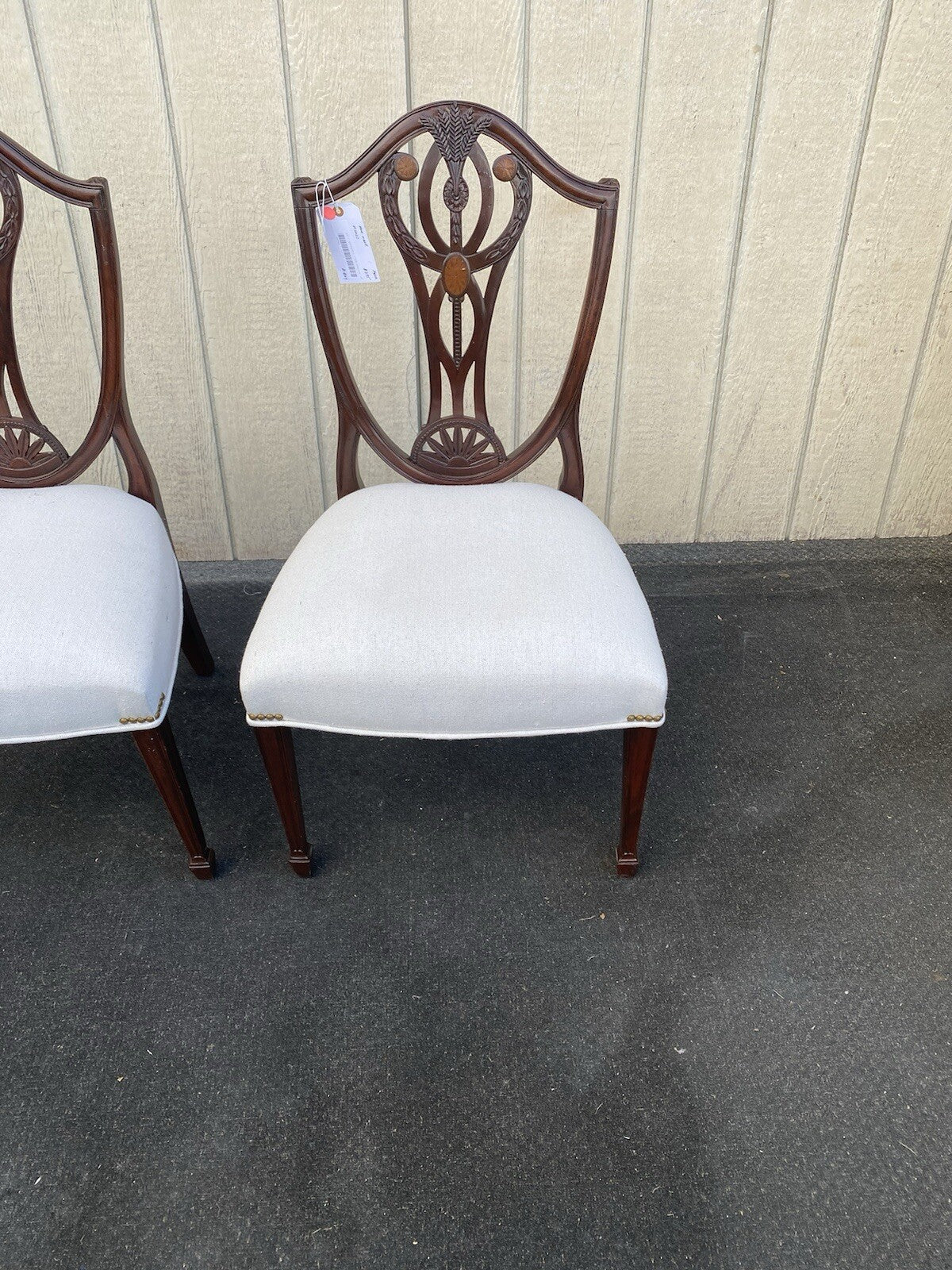65906   Pair Hepplewhite Decorator Mahogany Shield Back Dining Chairs