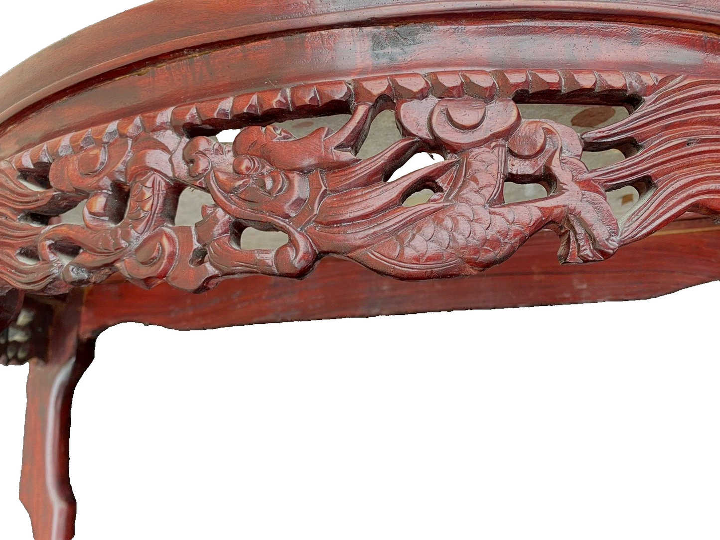 65112 Oriental Mahogany Console Table Hall  Stand w/ Marble insert