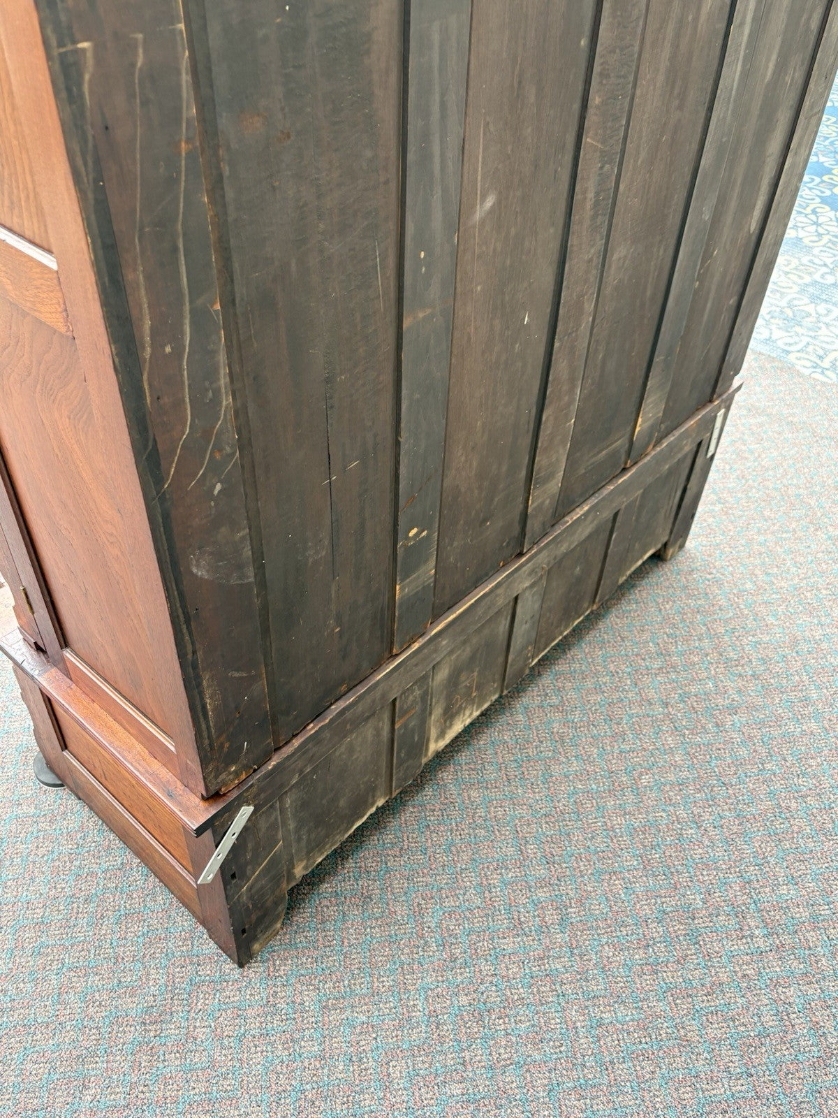 67027 Antique Walnut Victorian Bookcase Curio Cabinet