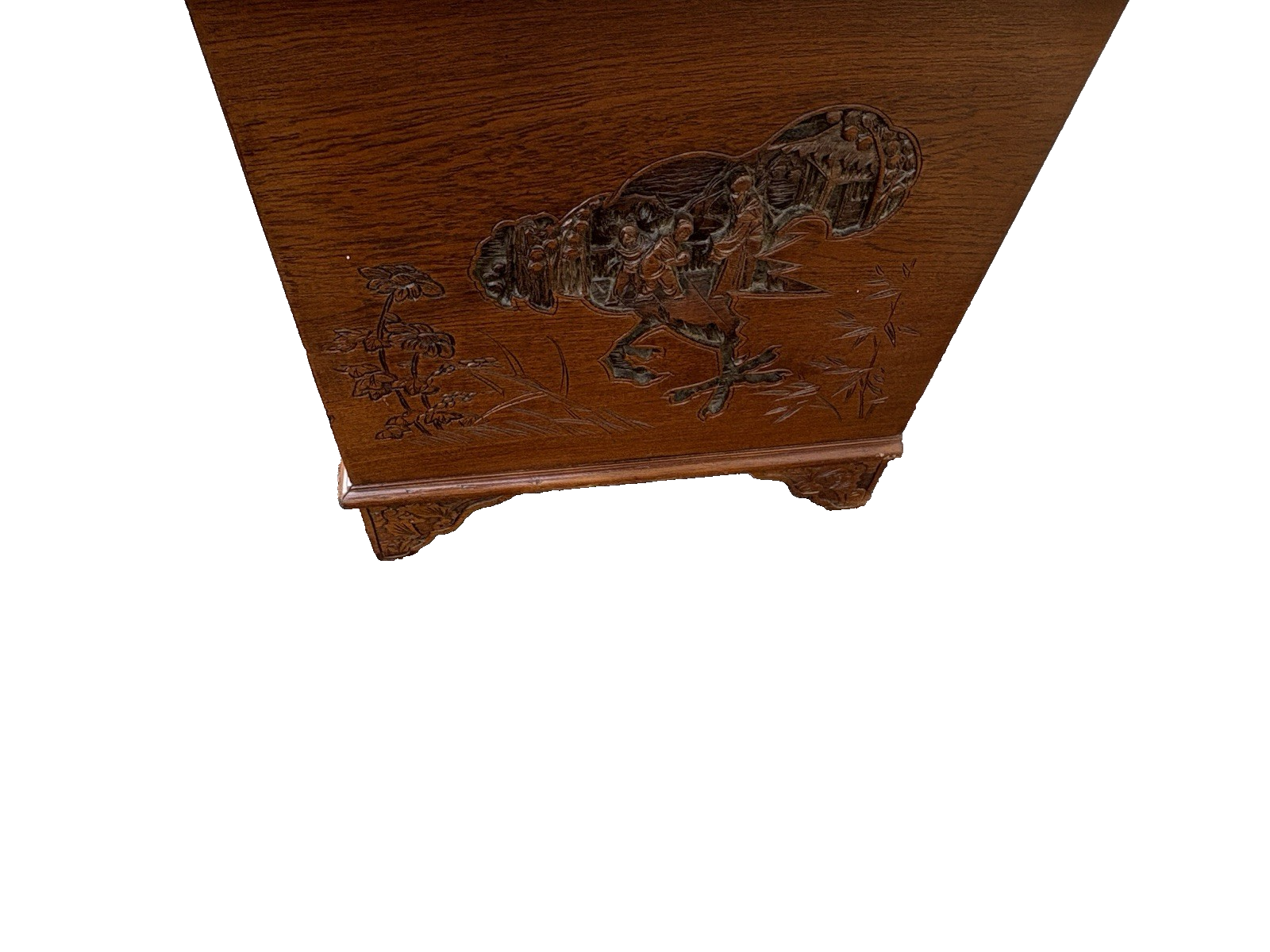 66999  Asian Oriental Hand Carved  Mahogany Storage Trunk