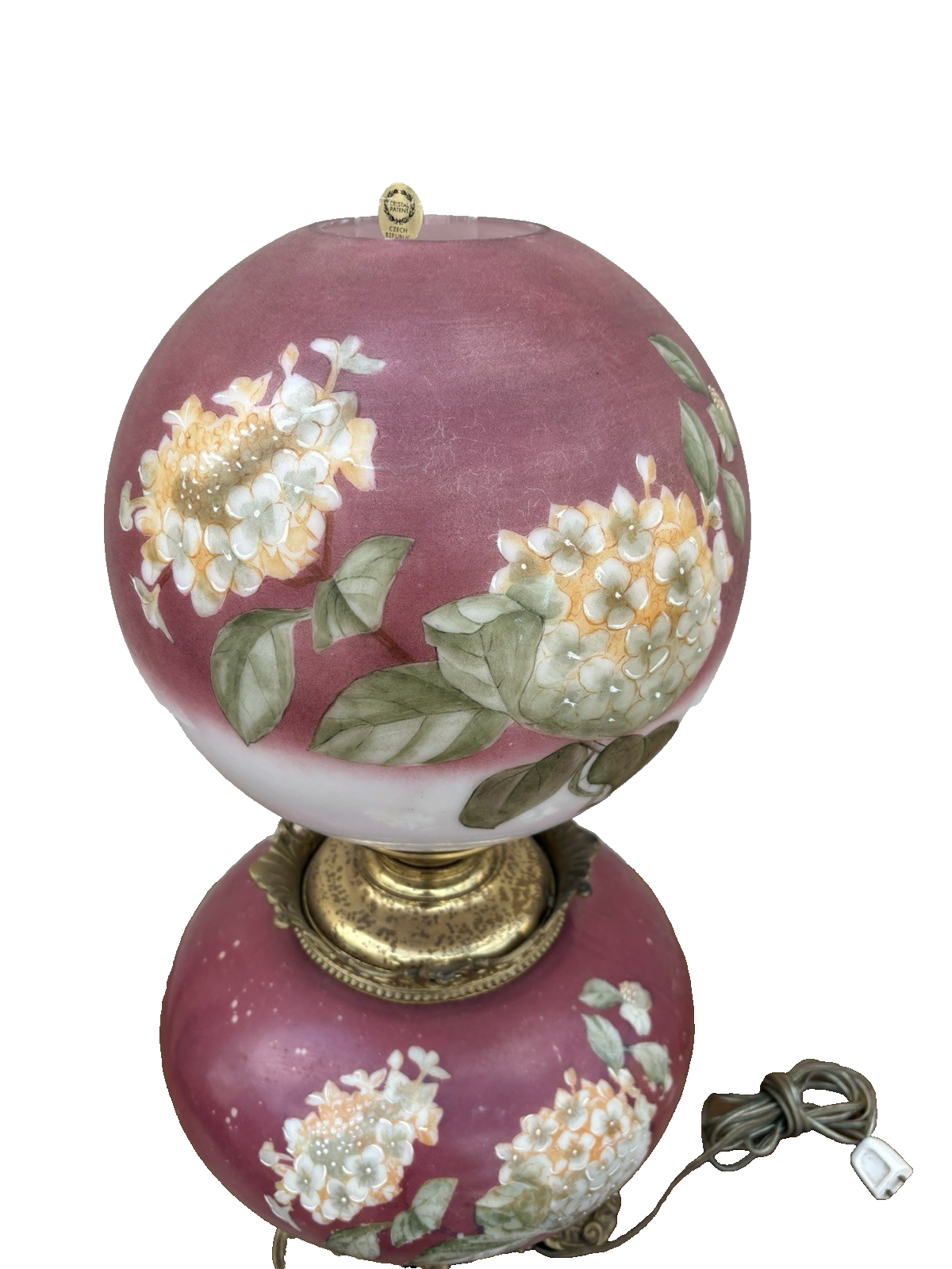 66594  Antique Gone With The Wind Electrified Oil Lamp