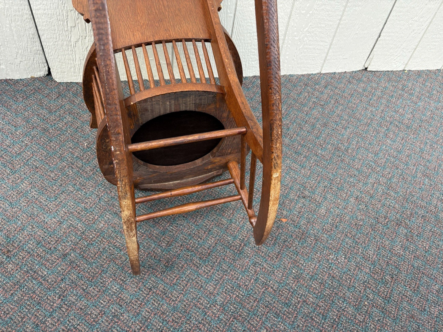 66853 Antiue Victorian Oak Child Youth Rocker Rocking Chair