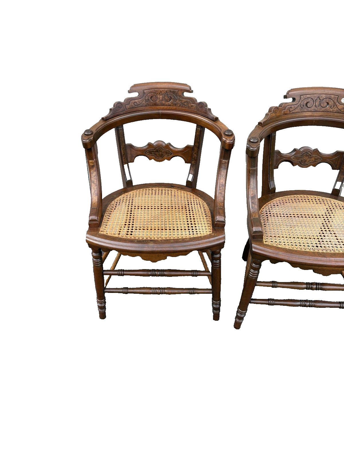 67164 Pair Antique Victorian Walnut Dining Chairs Chair s