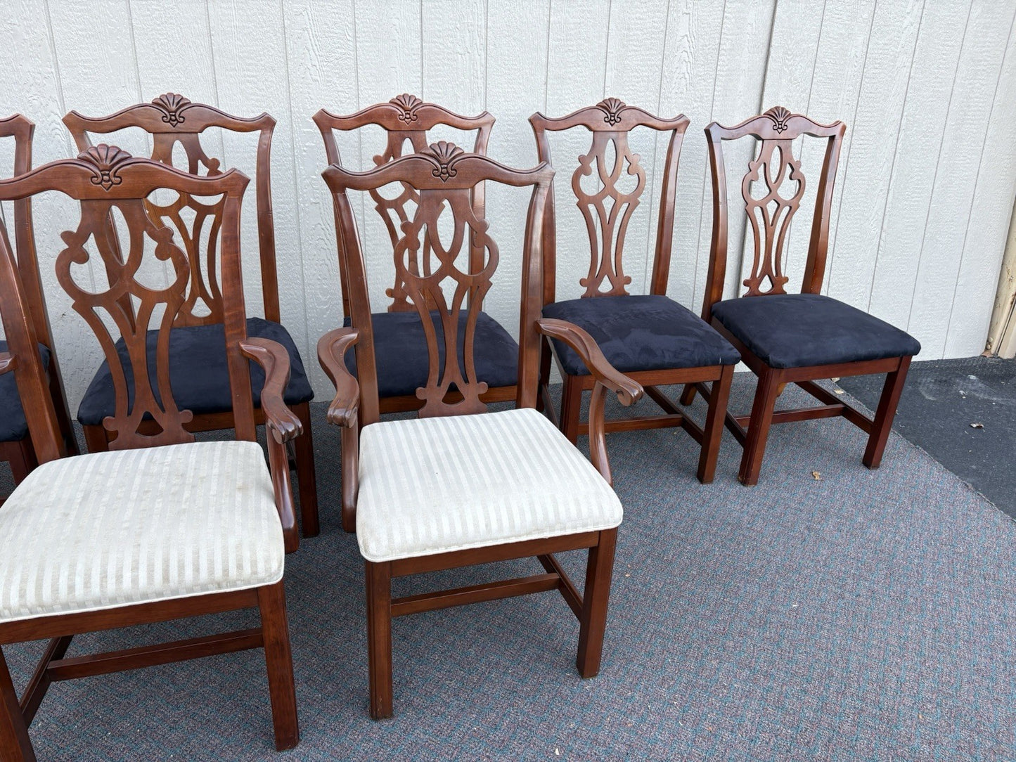 67163 Set of 8 Mahogany SUMTER Cabinet  Dining Chair s