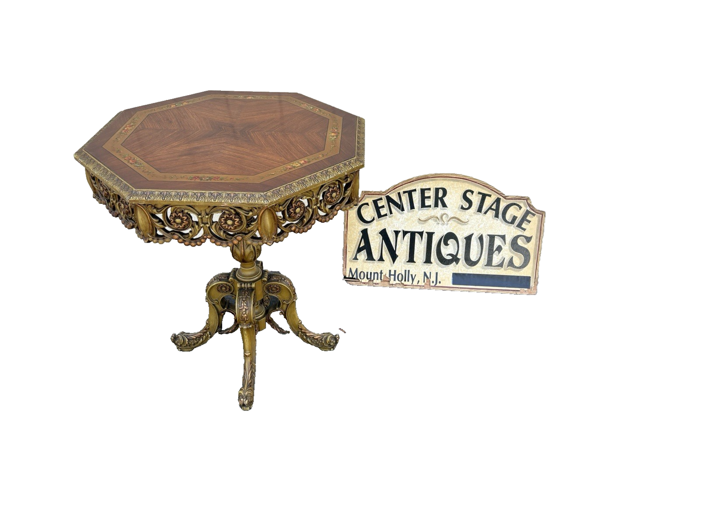 66732 Hand Painted Hexagonal Lamp Table Stand