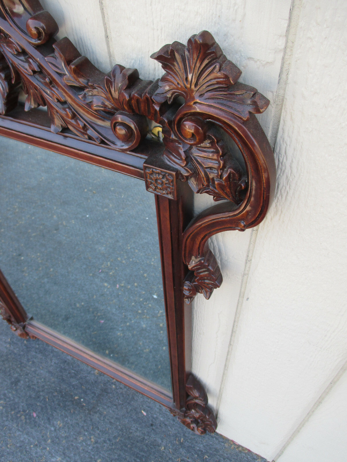 63093 Solid Mahogany French Carved Mirror in Fancy Picture Frame