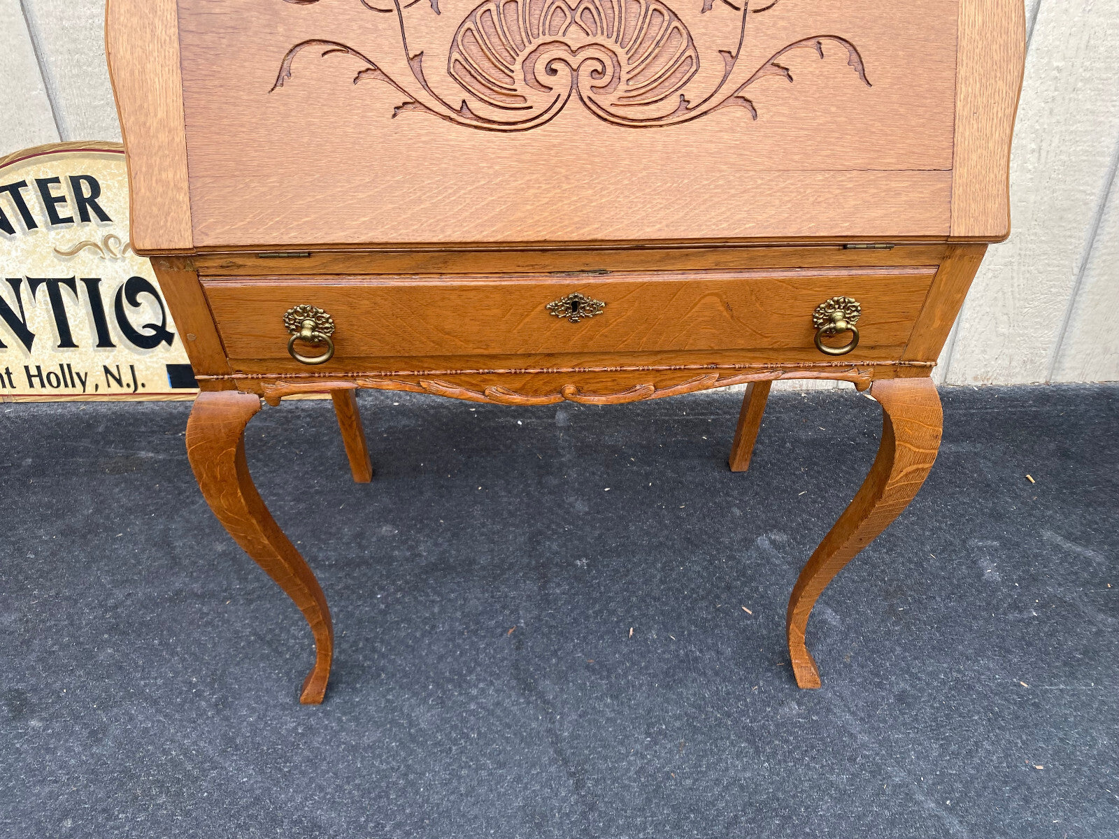 64479   Antique Victorian Oak Slantfront Office Desk