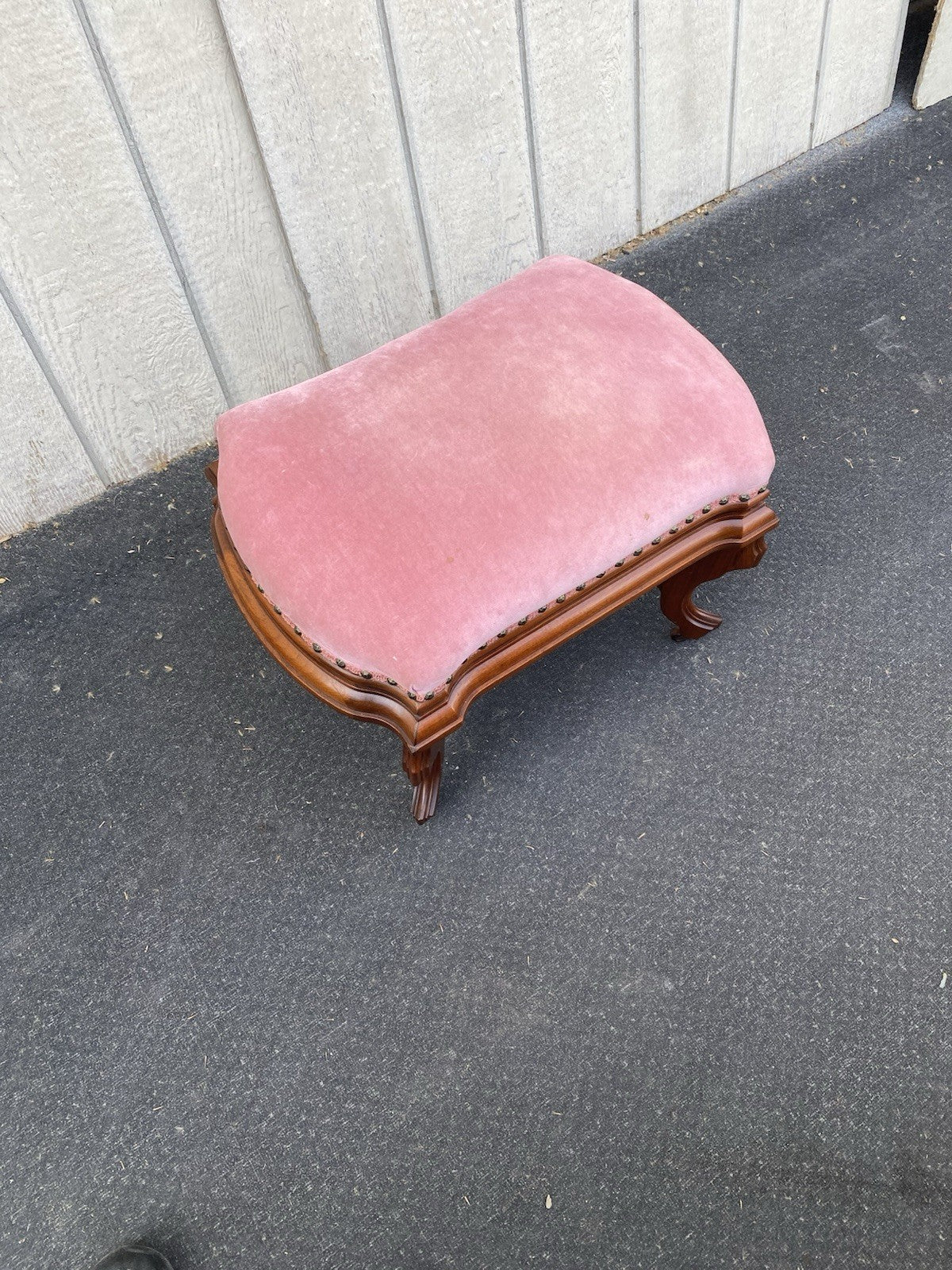 00001 Antique Victorian Walnut Footstool Ottoman Stool