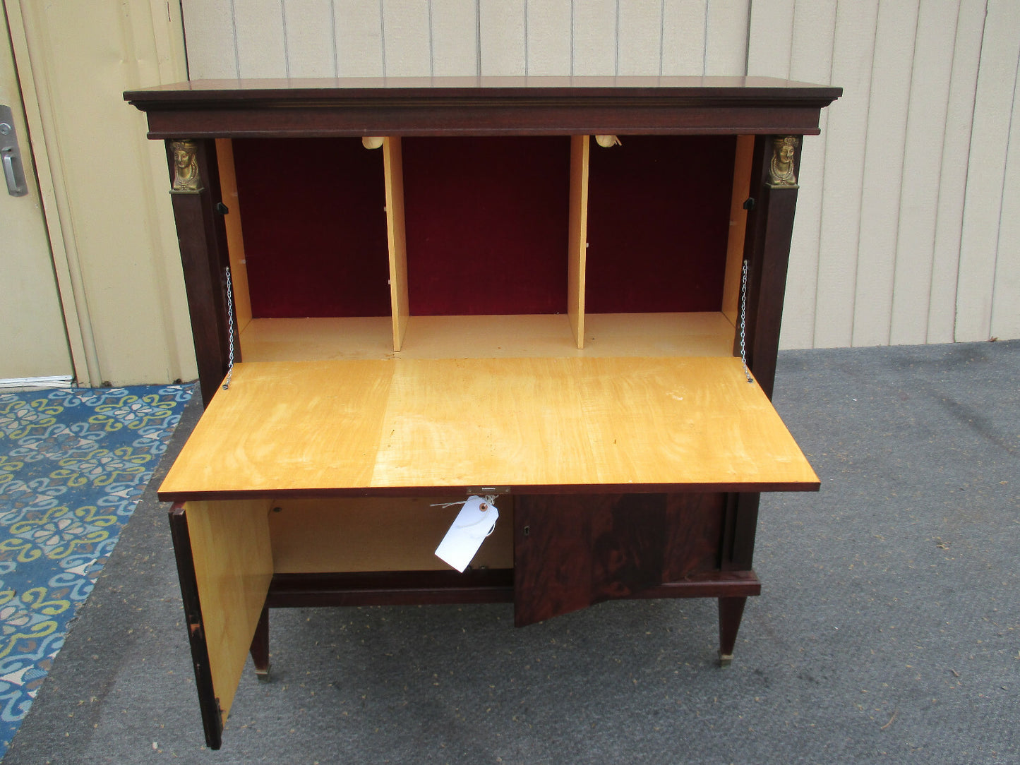 61211 Neo Classical Slant Front Desk Liquor Cabinet Bar