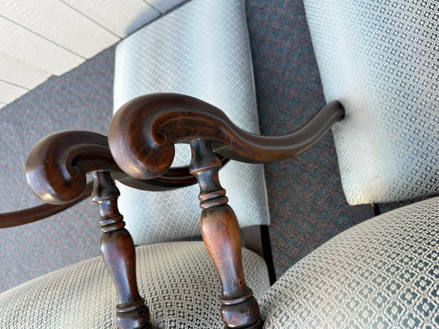 66083 PAIR Antique Throne Armchair Chair s