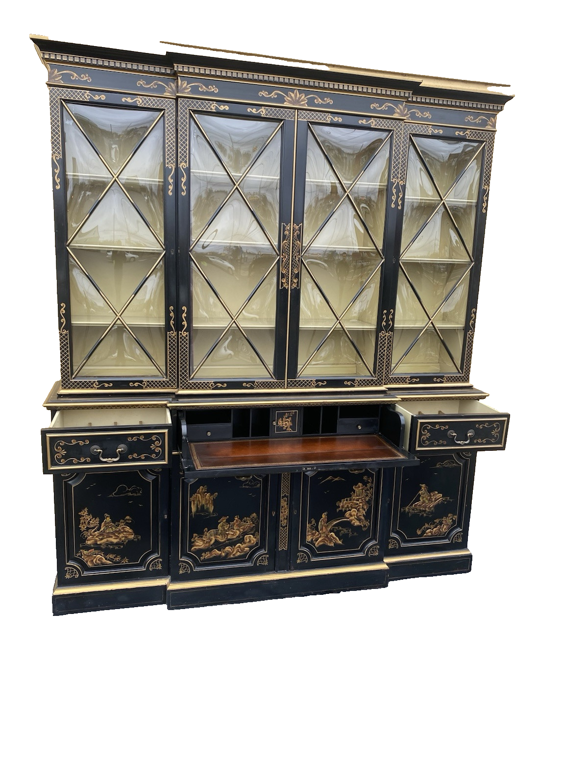 65944 Oriental KEN HILL Furniture Breakfront China Cabinet Curio