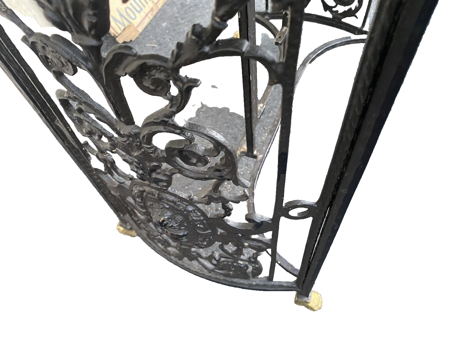 66069   Marble Top Lamp Table with Fancy  Cast Iron Base