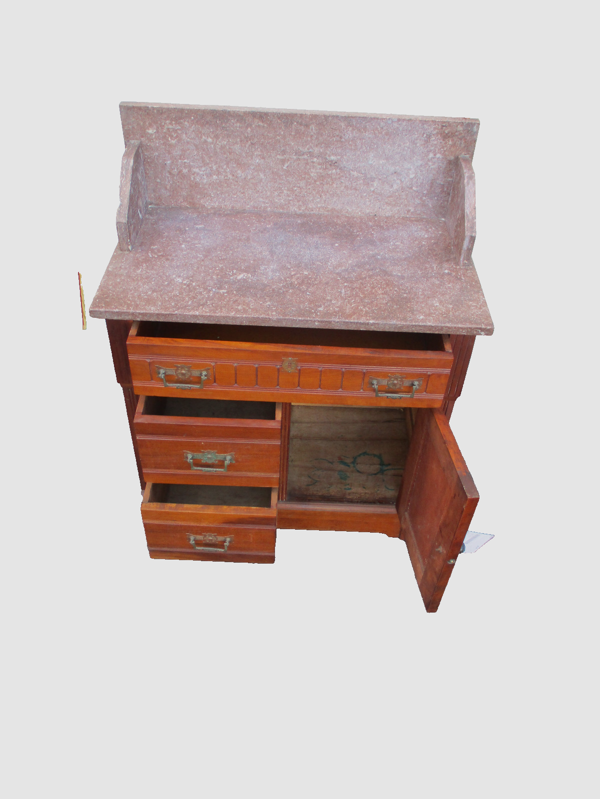 61939  Marble Top Victorian Washstand Dresser Chest Nightstand