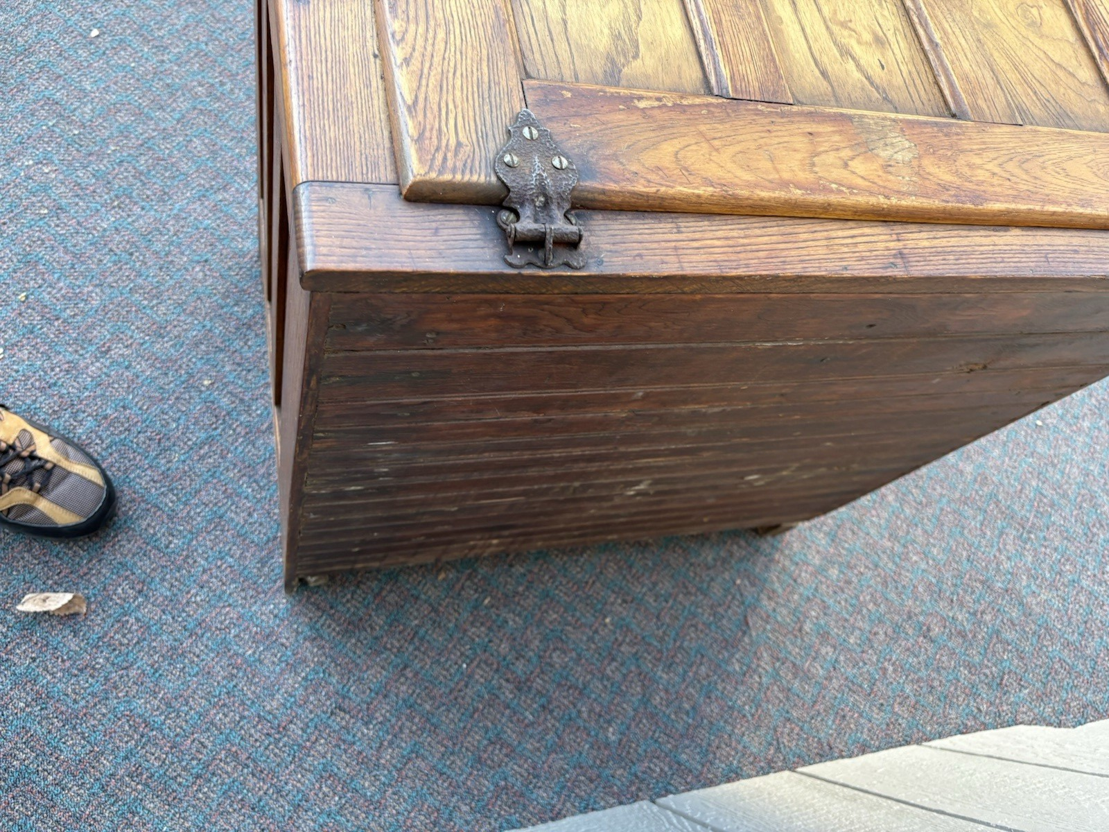 67160 Antique  BAMBERGER Victorian Oak Ice Box Refrigerator with Lift Top