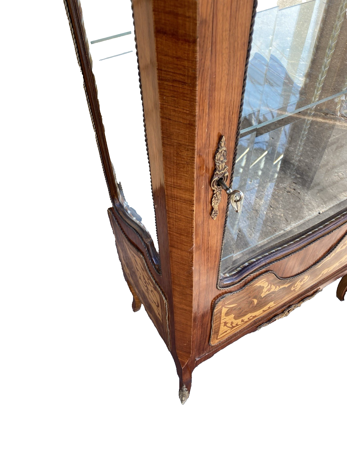 62143 Louis XV Inlaid Curio China Cabinet with Plate glass shelves