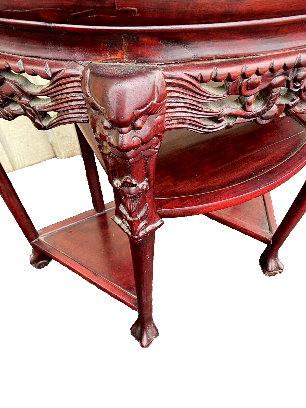 65112 Oriental Mahogany Console Table Hall  Stand w/ Marble insert