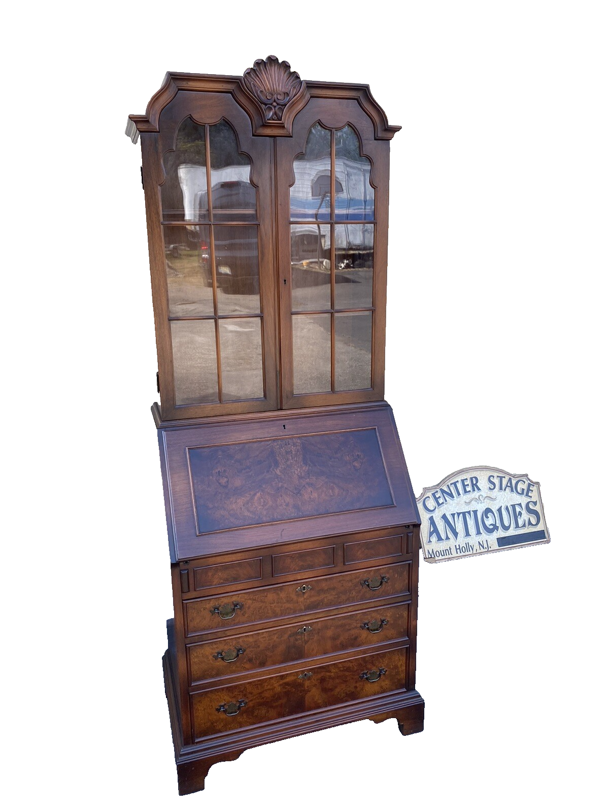 65915 KITTINGER Furniture Quality Walnut Secretary Desk w/ Bookcase Top