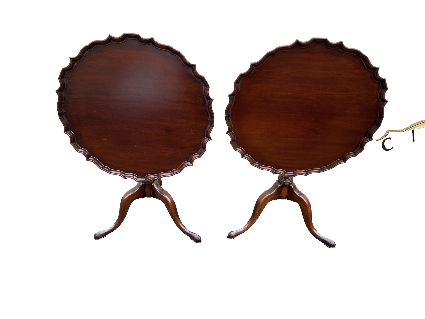 66324 CHARAK Furniture PAIR Mahogany Tilt Top Lamp Table Stand s