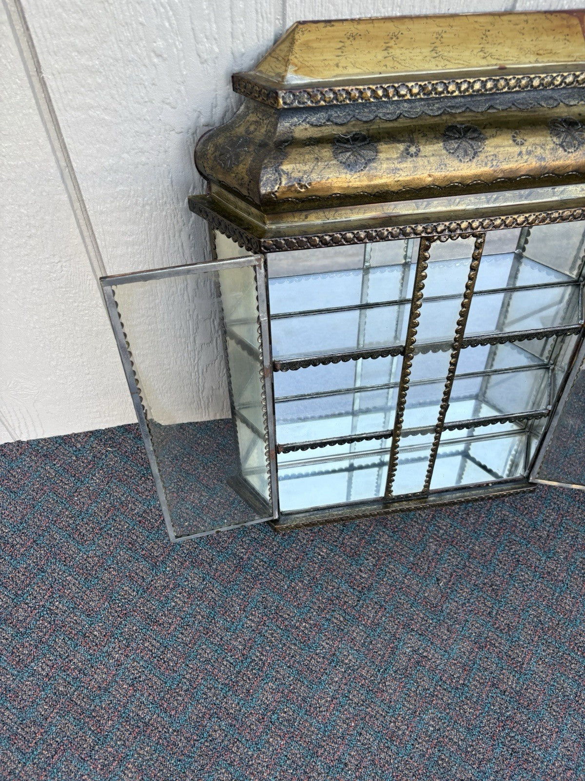 66958 METAL CLAD Whatnot Curio Wall Shelf w/ 2 Doors