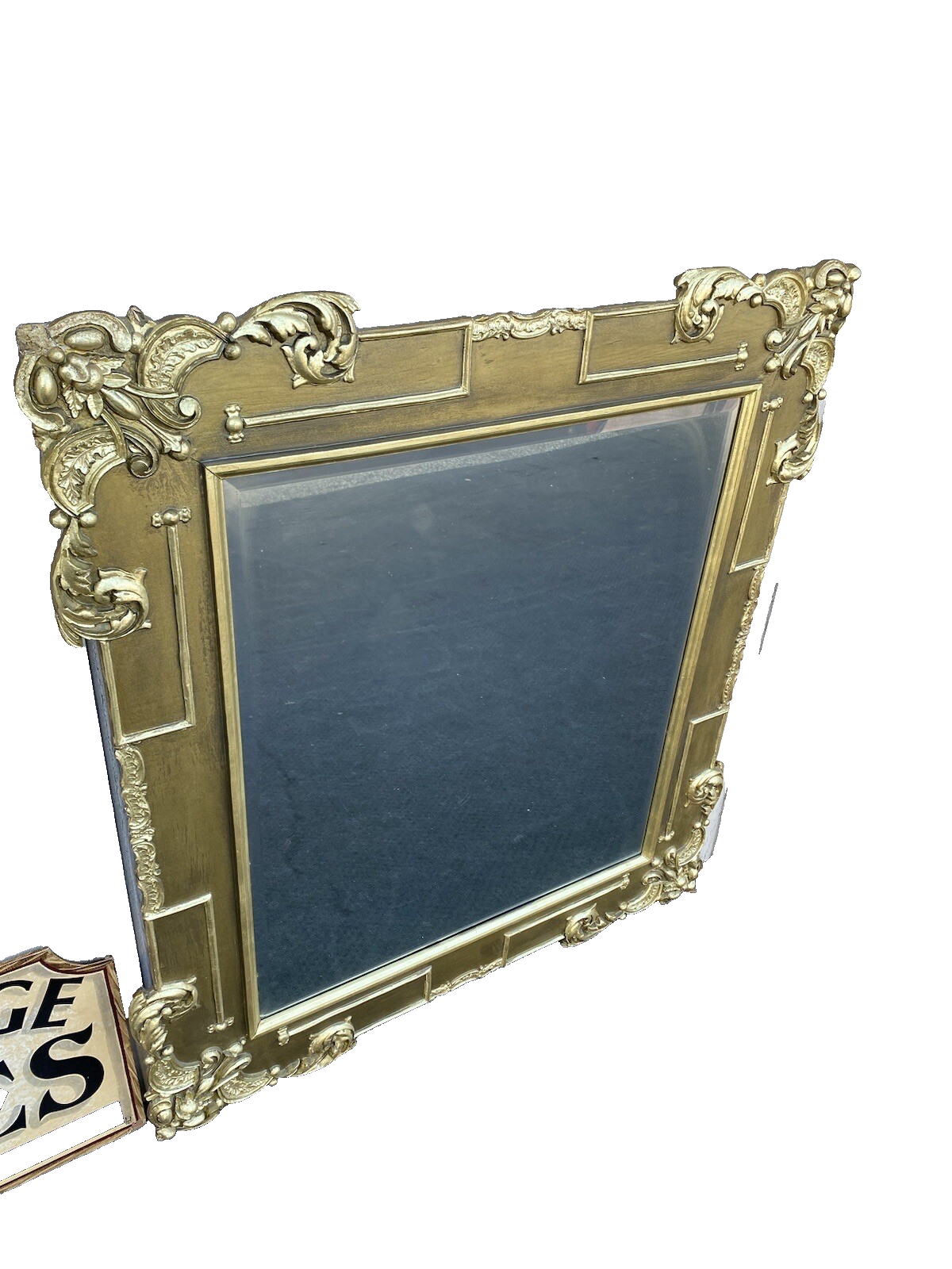 64893  Fancy Wood and Gesso Gold  Accent Mirror
