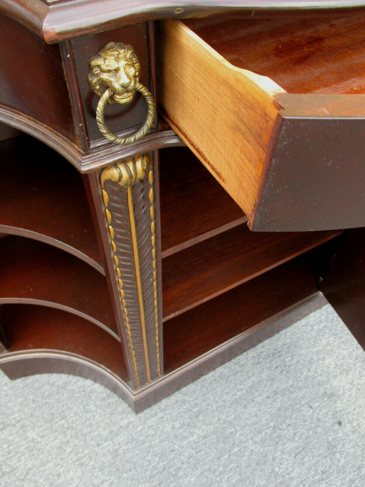 62447 Mahogany Credenza Sideboard Server Cabinet with Gold Mirrored Insert