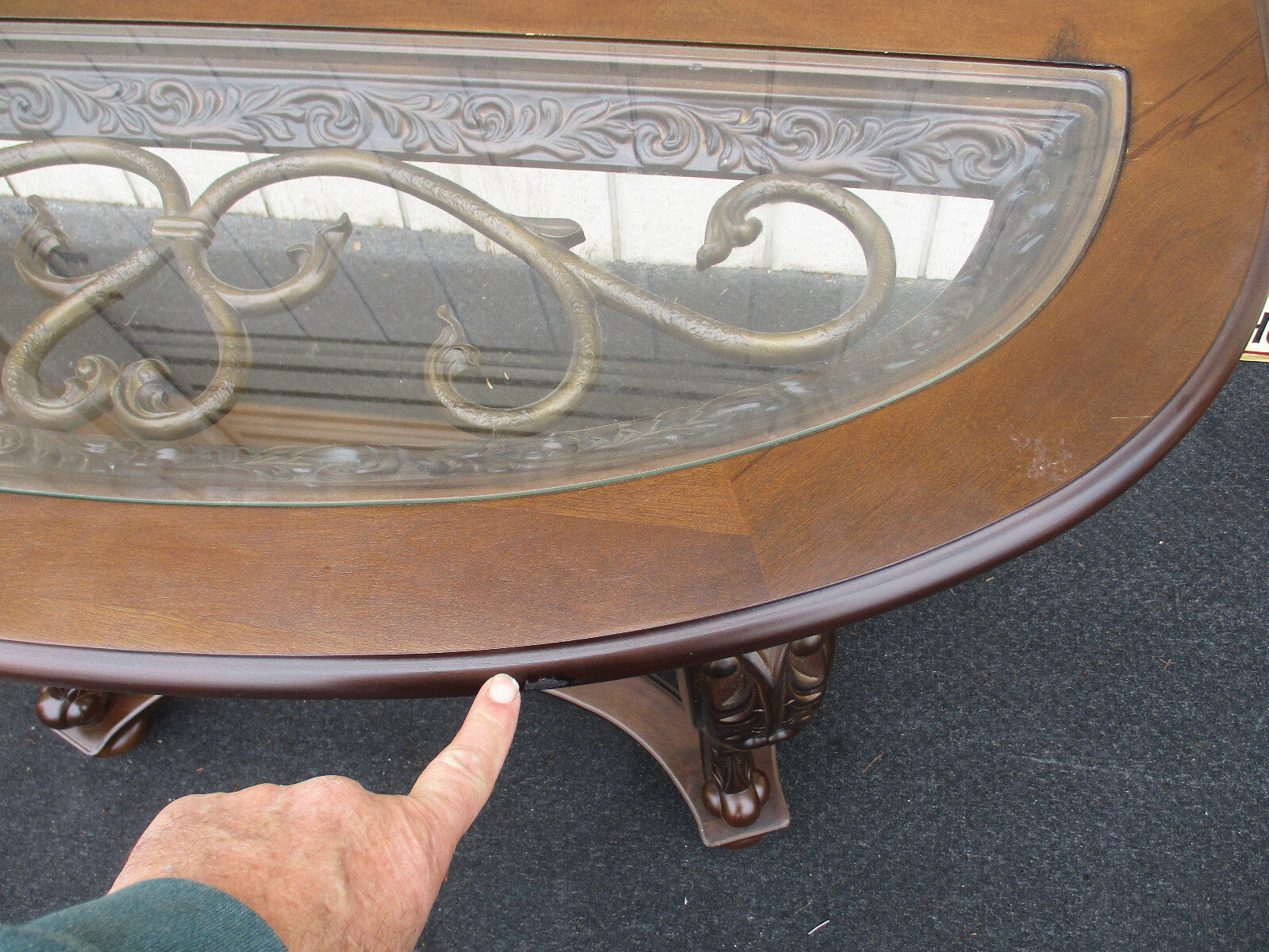 64172  Decorator Glass Top Console Sideboard Server