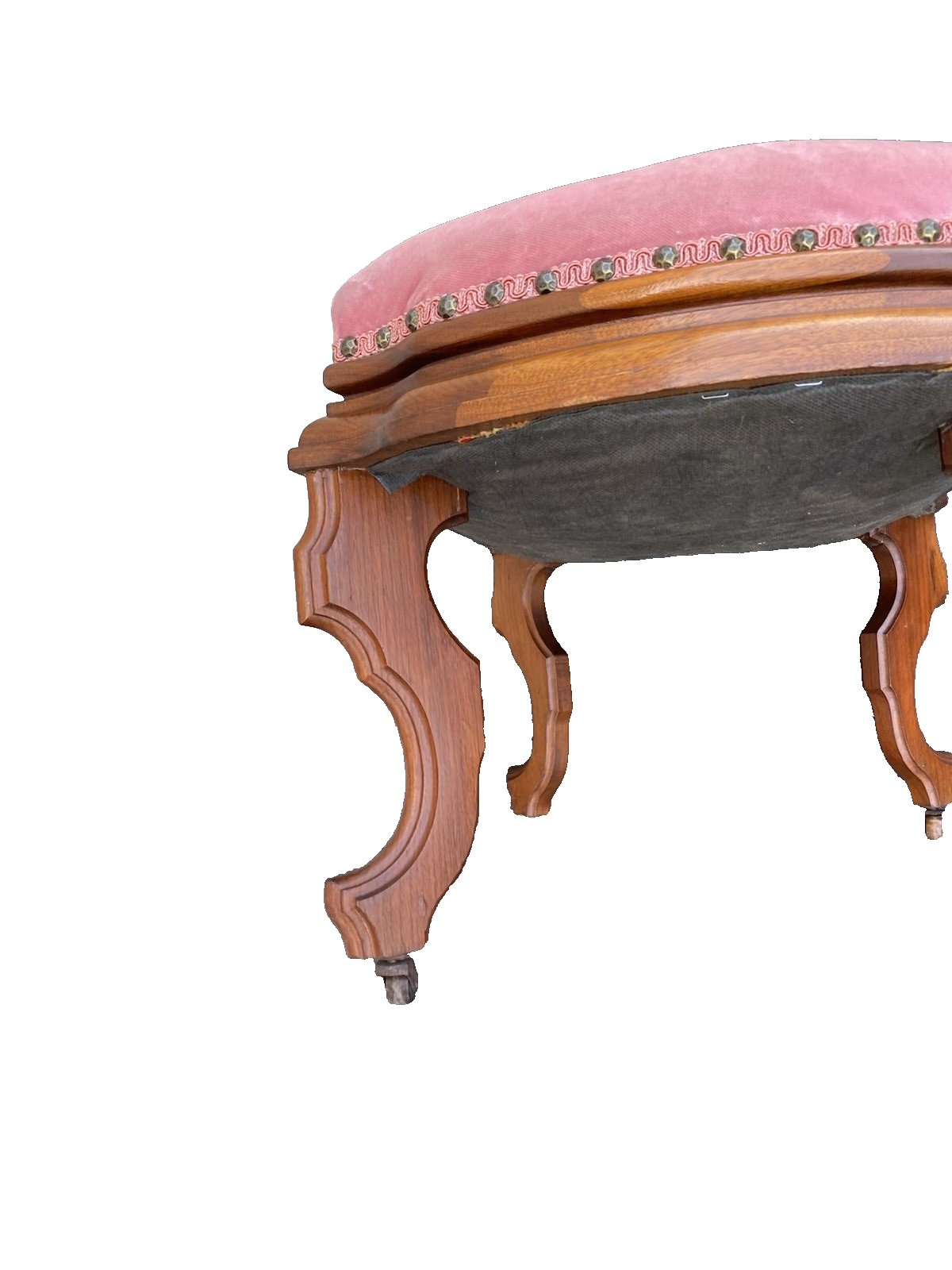 00001 Antique Victorian Walnut Footstool Ottoman Stool