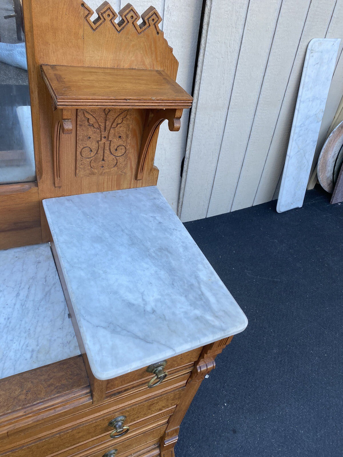 65166 Antique Victorian Oak Dresser with Mirror