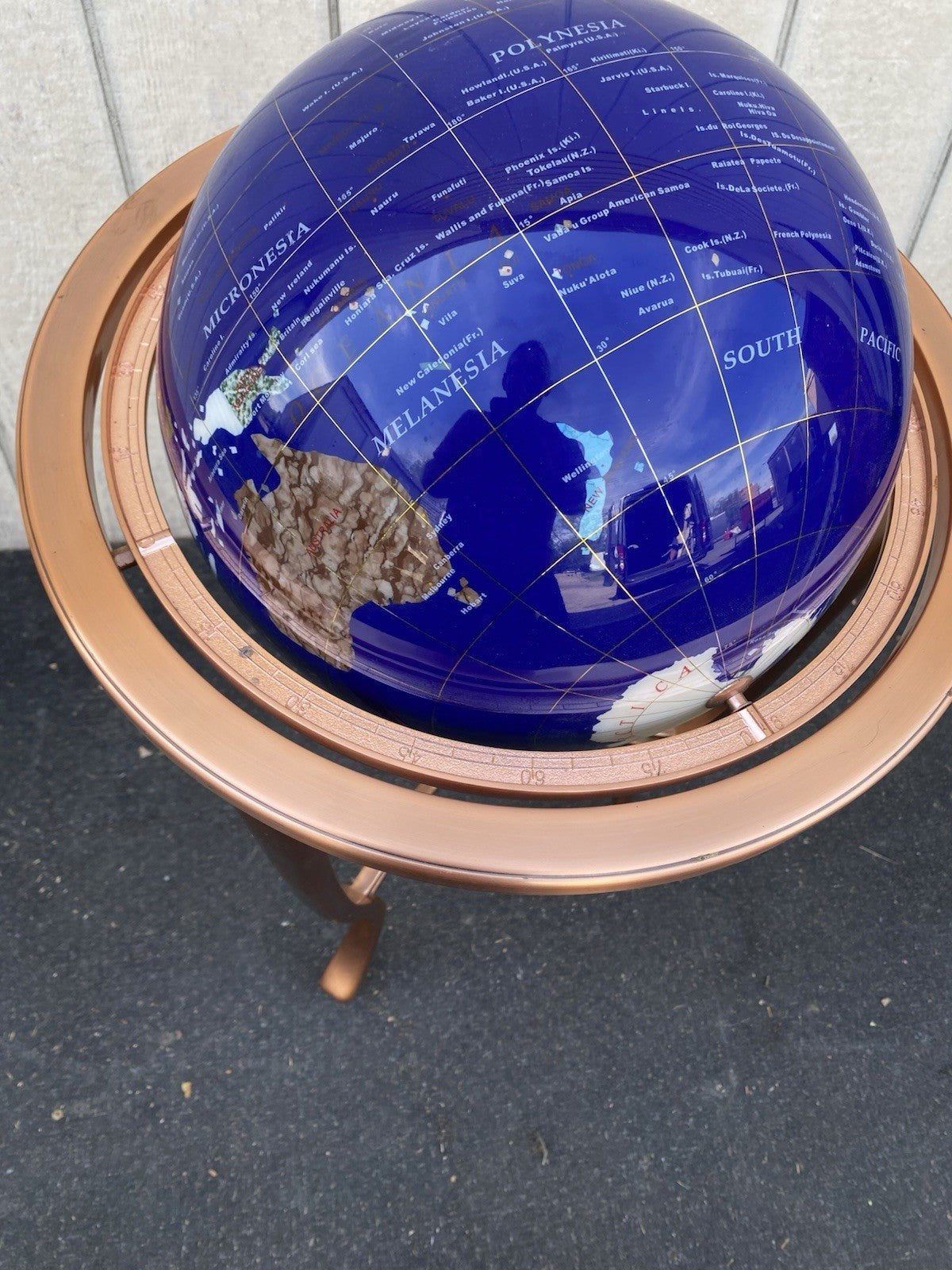 66617 World Revolving Globe on Copper Stand