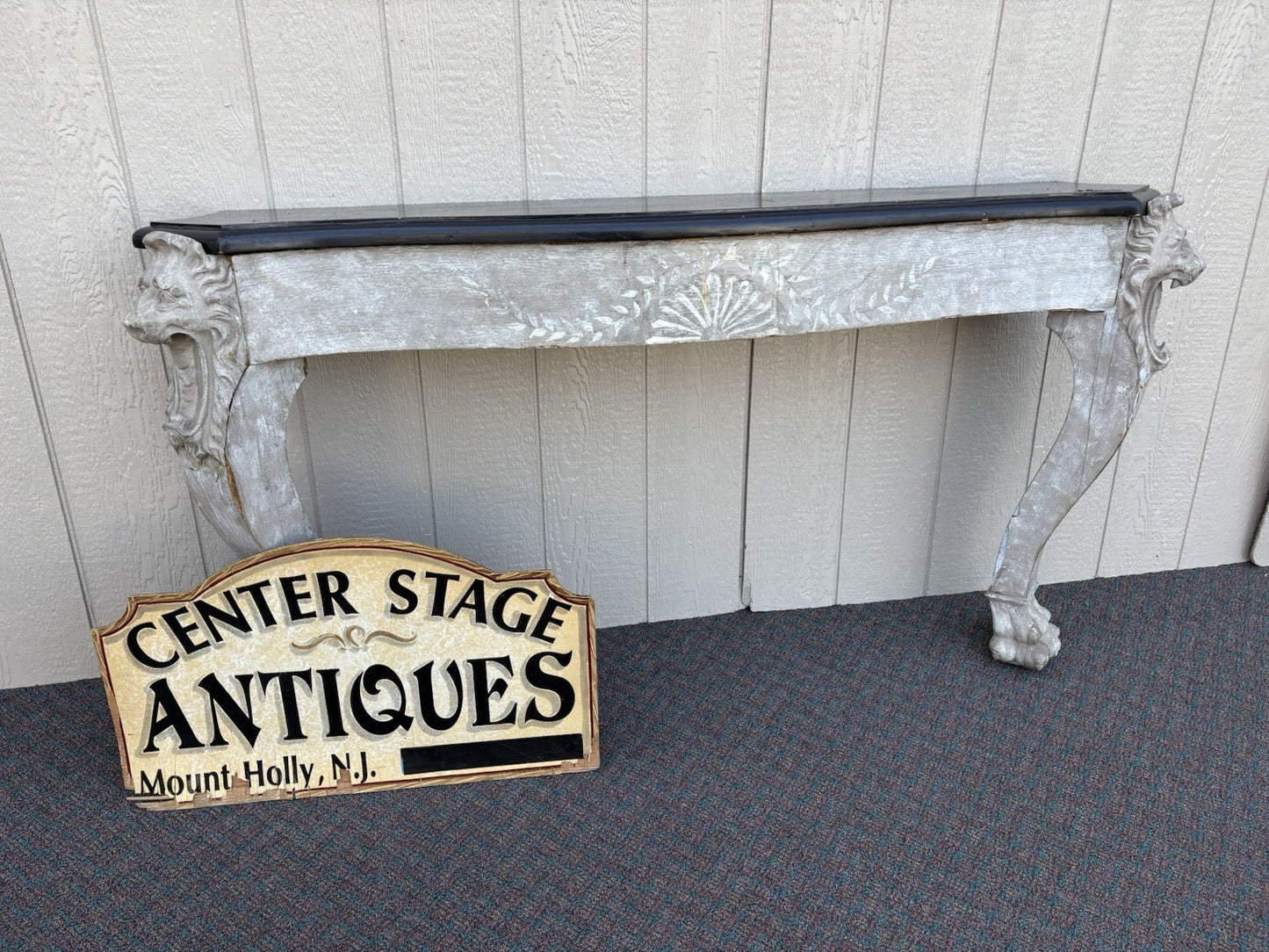 66960 Antique Victorian Oak Fireplace Mantle Mantel with Lion Heads