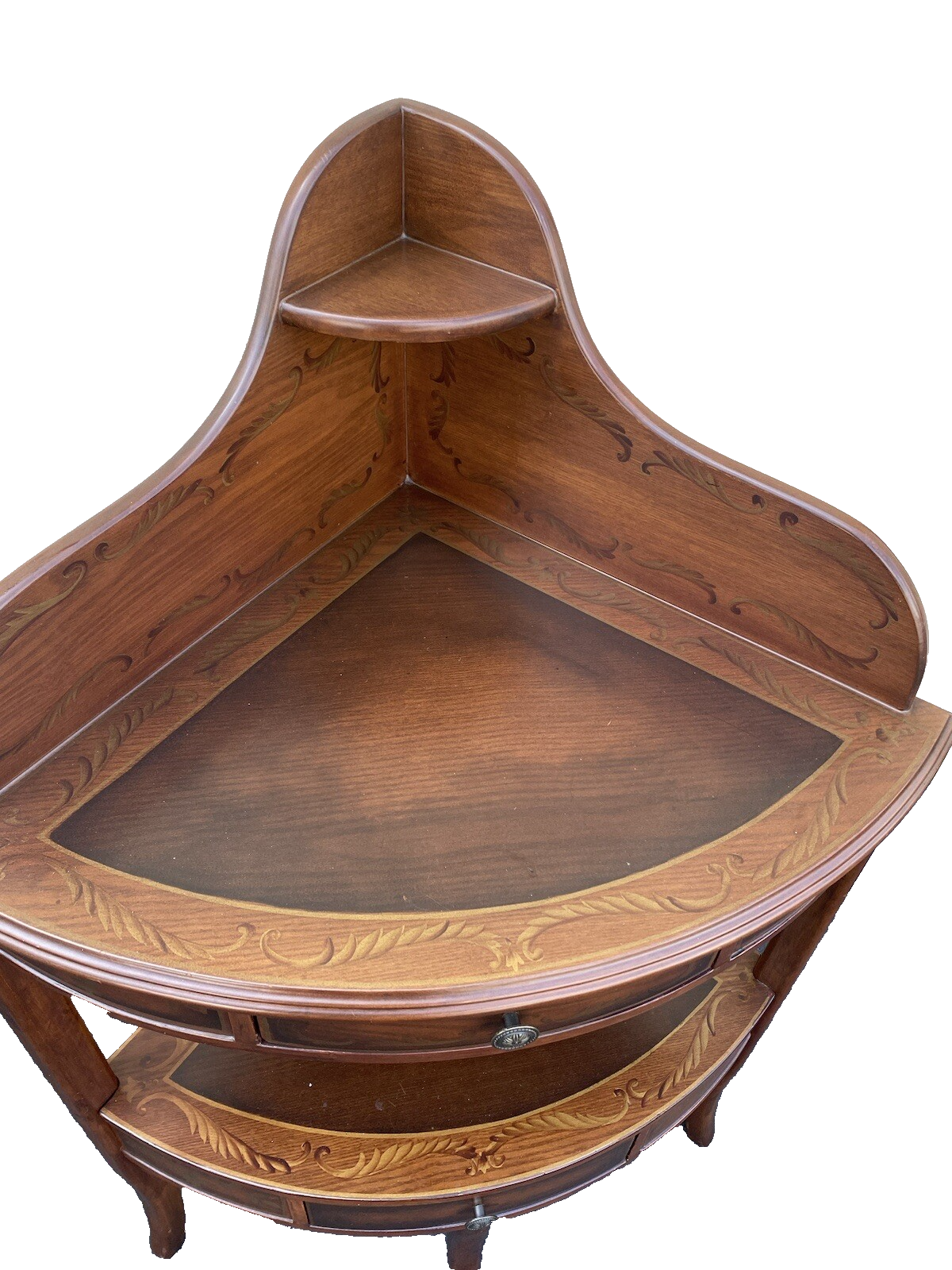 64642    Stenciled Corner Shelf Bookcase Curio Cabinet Etergie