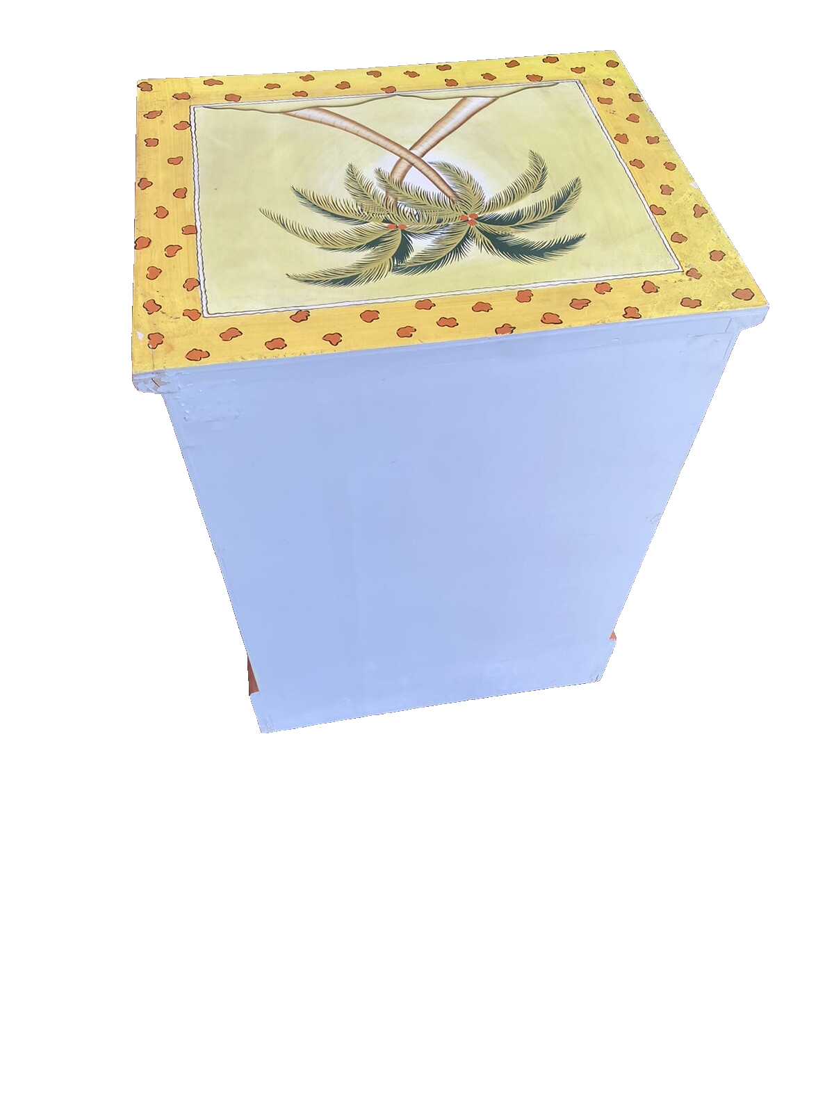 64930 Decorator Tropical Hand Painted Palm Trees Nightstand End Table