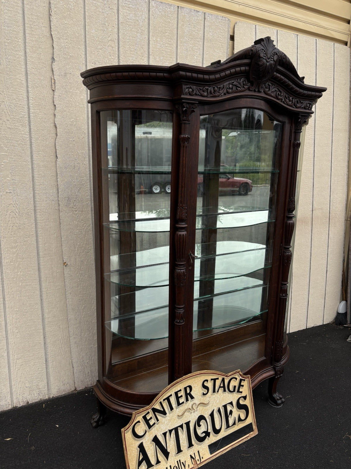 66105  Quality Antique Victorian Oak Curio China Cabinet