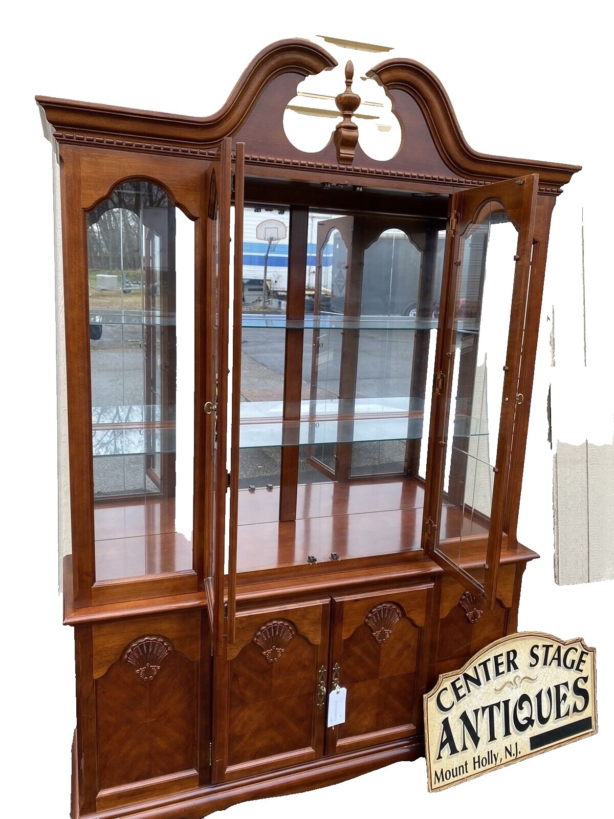 63968  Fancy Mahogany  2 piece China Cabinet Breakfront