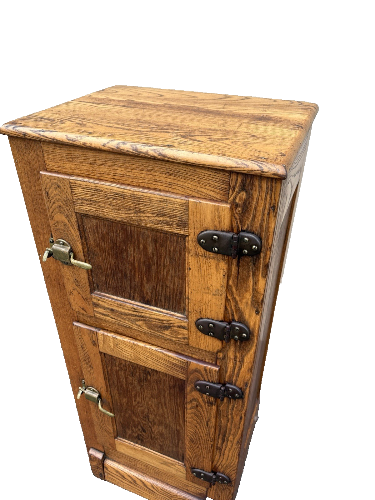 00001 Antique Victorian Oak 2 Door Ice Box Liquor Cabinet