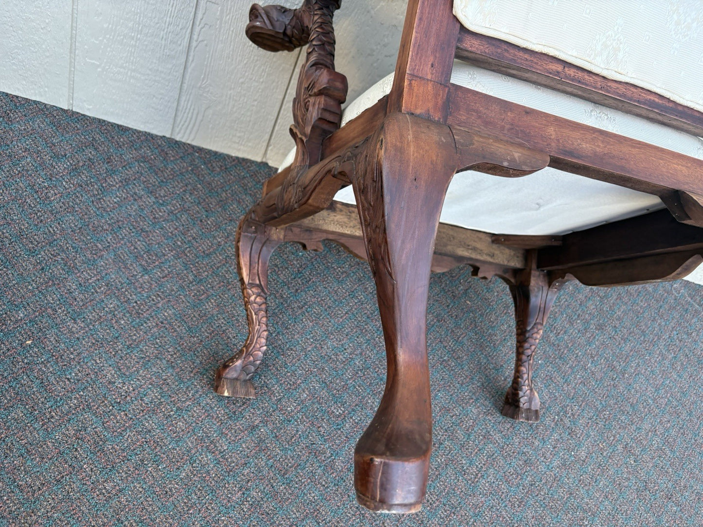 67096 Custom Hand Carved Figural Armchair Chair