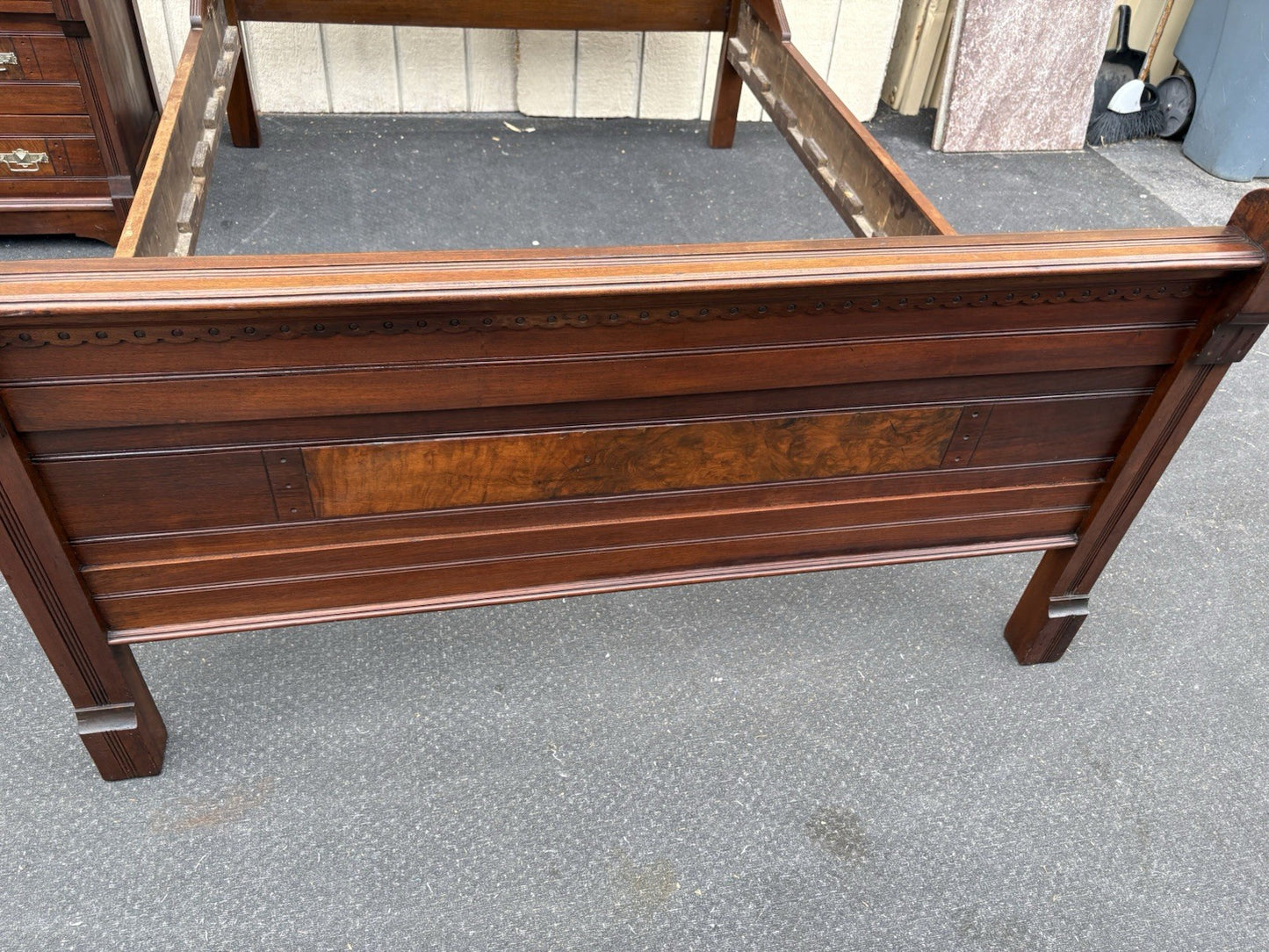 65728 Antique Victorian Bedroom Set Full Size Bed Dresser w/ Mirror + Washstand