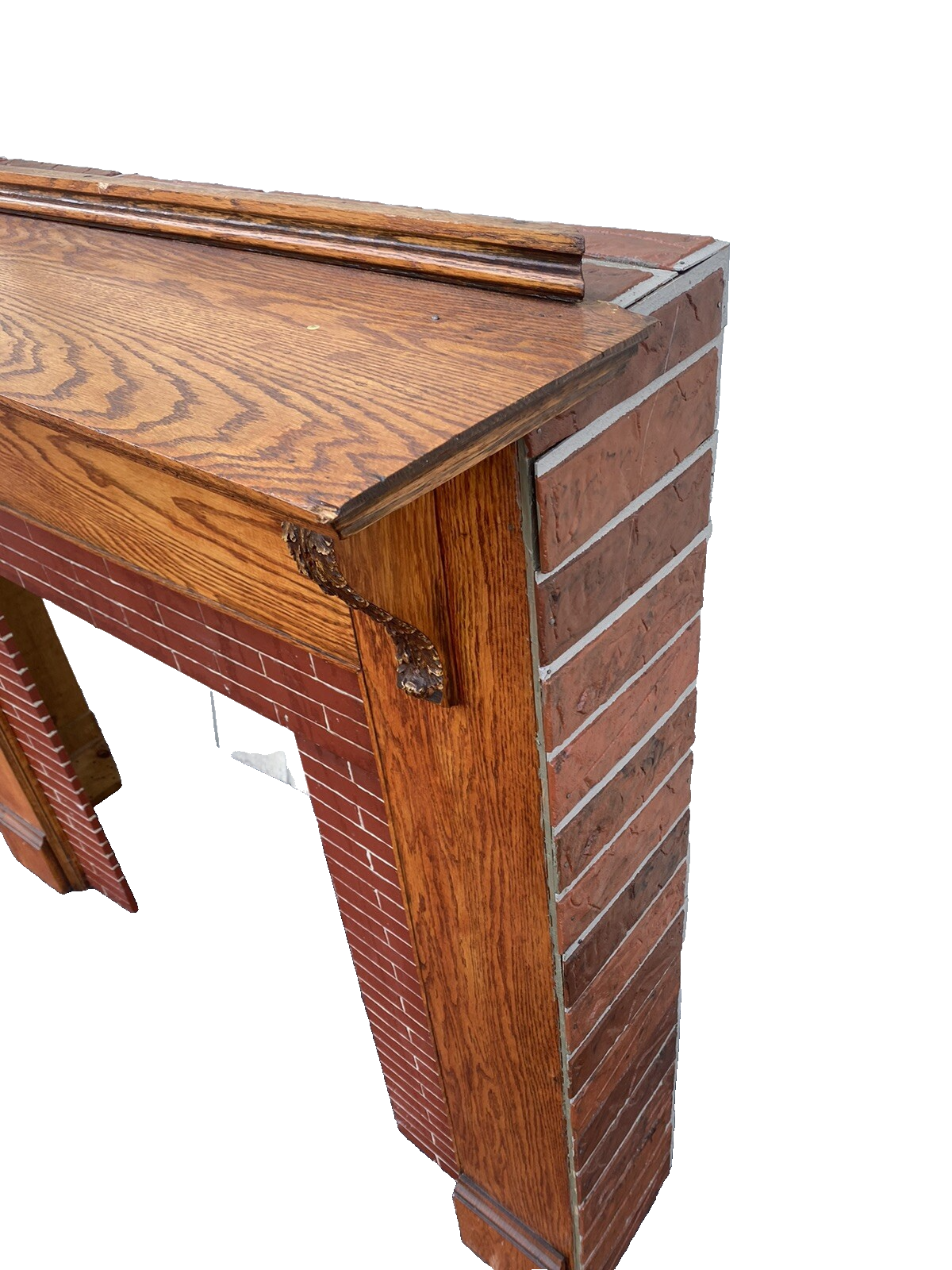 65926   Oak Fireplace Mantle with Brick Face Applied