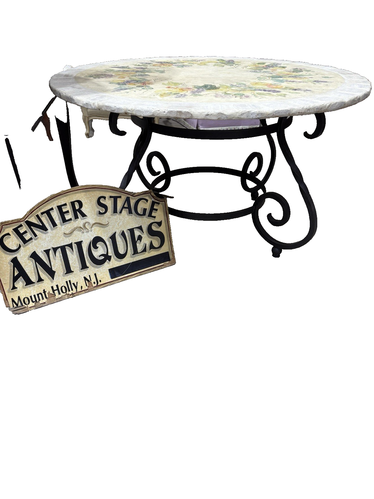 65190   Quality Decorator Cement Top Iron  Table  Dining Kitchen Table