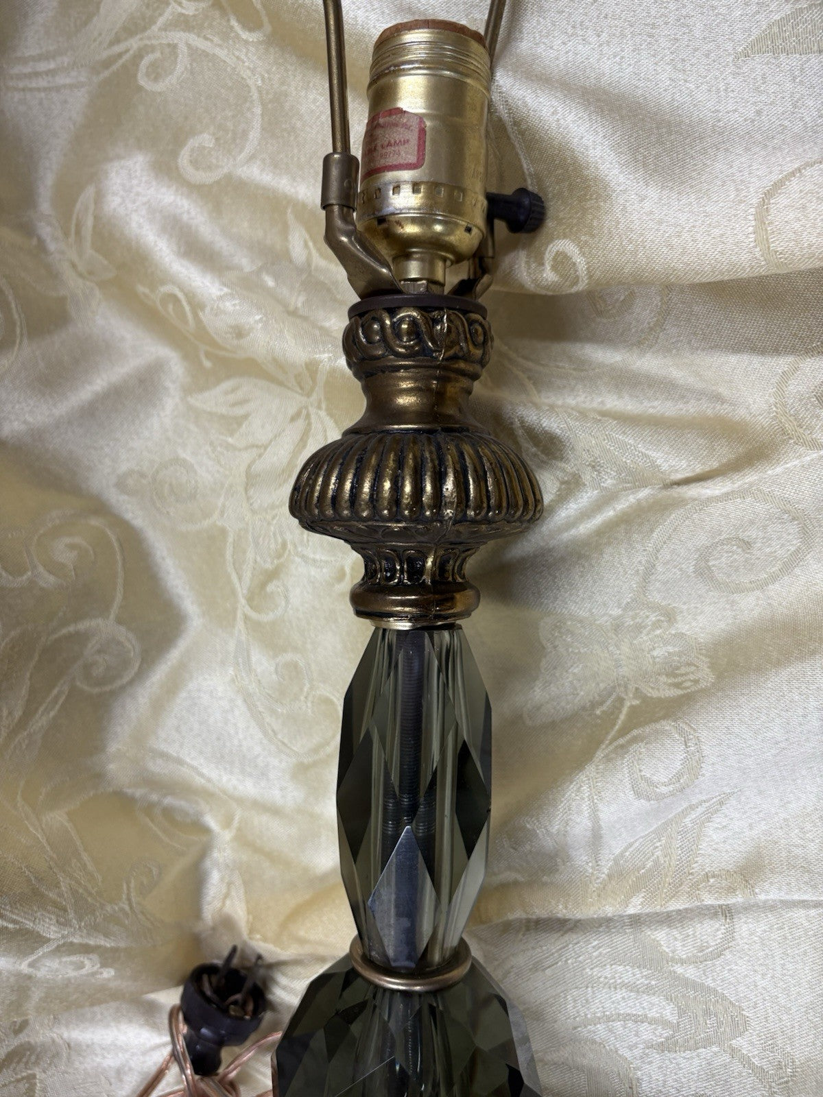 61657  Vintage Mid Century Modern Glass and Metal Table Lamp