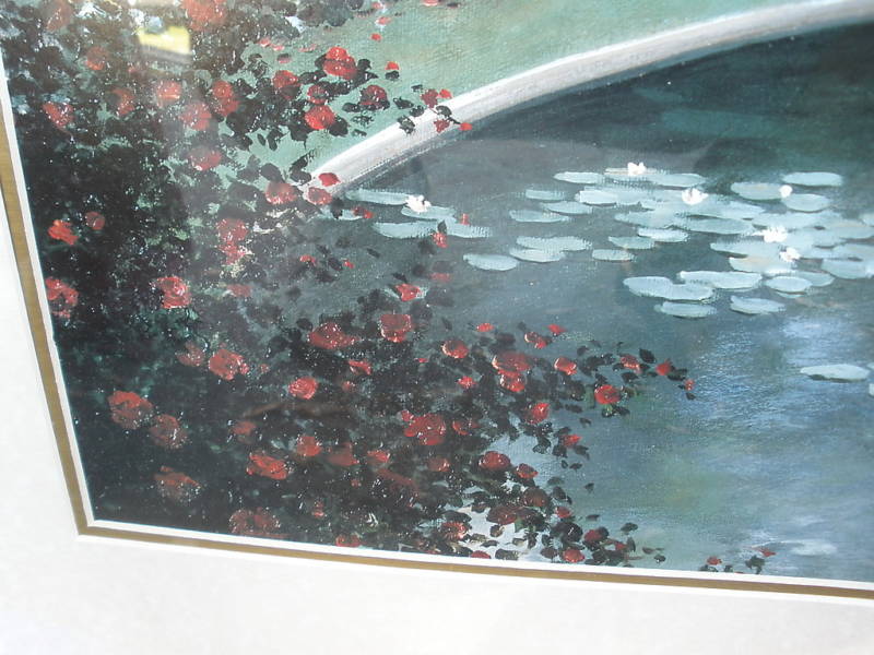 COL YW: LARGE VINTAGE GARDEN PRINT IN GOLD FRAME